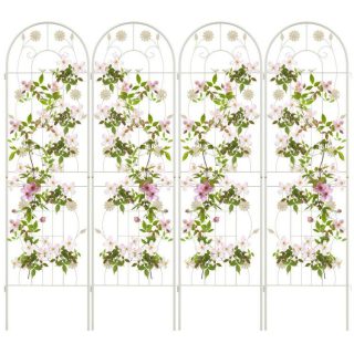 Decorative Fencing & Flooring | 4 Pack 71 x 20 Inches Metal Garden Trellis for Climbing Plants White Decorative Accessories Decorative Fencing & Flooring