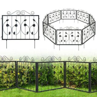 Decorative Fencing & Flooring | Decorative Garden Fence with 8 Panels Animal Barrier Black Decorative Accessories Black