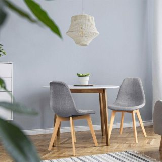 Dining Chairs | 4 Pieces Modern Dining Chair Set with Wood Legs and Fabric Cushion Seat Gray Dining Chairs Dining Chairs