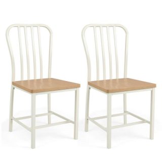 Dining Chairs | Armless Spindle Back Dining Chair Set of 2 with Ergonomic Seat White Dining Chairs Dining Chairs