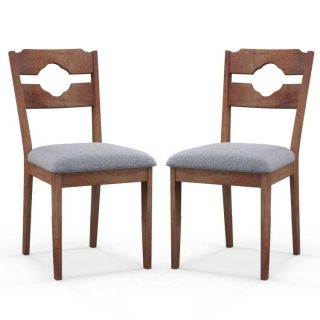 Dining Chairs | Dining Chair Set of 2 Fabric Upholstered Kitchen Chairs with Padded Seat and High Back Gray Dining Chairs Dining Chairs