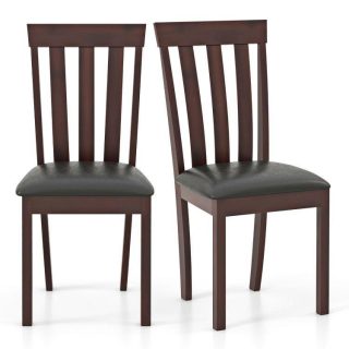 Dining Chairs | Dining Chair Set of 2 Upholstered Wooden Kitchen Chairs with Padded Seat and Rubber Wood Frame Espresso Dining Chairs Dining Chairs