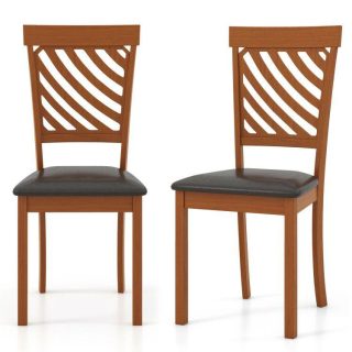 Dining Chairs | Dining Chair Set of 2 with Rubber Wood Legs and Ergonomic Back for Dining Room Walnut Dining Chairs Dining Chairs