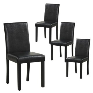 Dining Chairs | Dining Chair Set of 4 Upholstered Kitchen Dinette Chairs with Wood Frame Black Dining Chairs Black