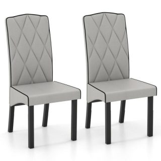 Dining Chairs | Modern Dining Chair with High Backrest High-density Sponge Cushion Light Gray Dining Chairs Dining Chairs