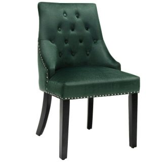 Dining Chairs | Modern Upholstered Button-Tufted Dining Chair with Naild Trim Dark Green Dining Chairs Dark Green