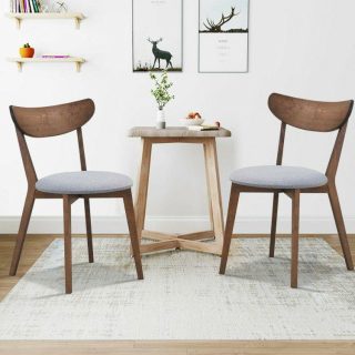 Dining Chairs | Set of 2 Dining Chairs Upholstered Curved Back Side Walnut Dining Chairs Dining Chairs