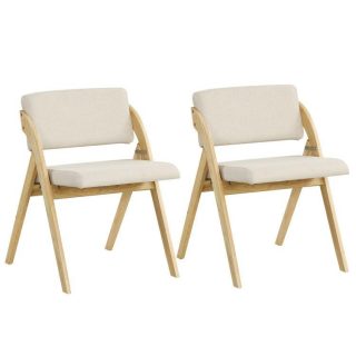 Dining Chairs | Set of 2 Folding Kitchen Dining Chairs with Rubber Wood Legs Natural Dining Chairs Dining Chairs