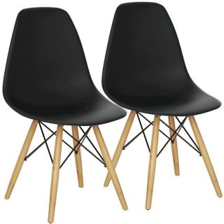 Dining Chairs | Set of 2 Mid-Century Modern DSW Dining Side Chair Black Dining Chairs Black