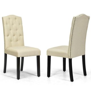 Dining Chairs | Set of 2 Modern Tufted Dining Chairs with Padded Seat Beige Dining Chairs Beige