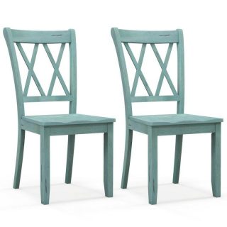 Dining Chairs | Set of 2 Wooden Dining Chairs Mid Century Farmhouse Retro Kitchen Chairs Green Dining Chairs Dining Chairs