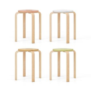 Dining Chairs | Set of 4 Bentwood Stackable Stools Dining Stools with Round Tops Multicolor Dining Chairs Dining Chairs