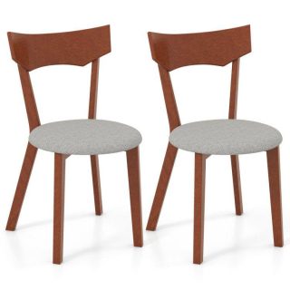 Dining Chairs | Wooden Dining Chair Set of 2 with Rubber Wood Legs and Padded Seat Cushion Gray Dining Chairs Dining Chairs