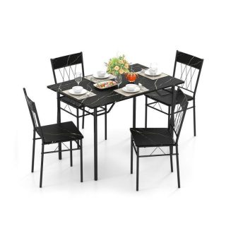 Dining Room Sets | 5-Piece Dining Table Set for 4 with Kitchen Table and 4 Dining Chairs Black Dining Room Sets Black