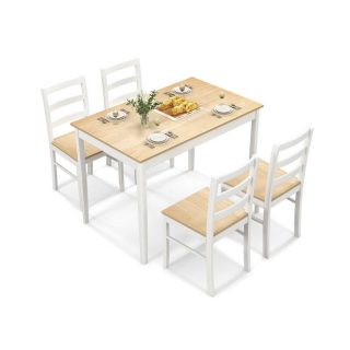 Dining Room Sets | 5-Piece Wooden Dining Set with Rectangular Table and 4 Chairs Natural Dining Room Sets Dining Room Sets