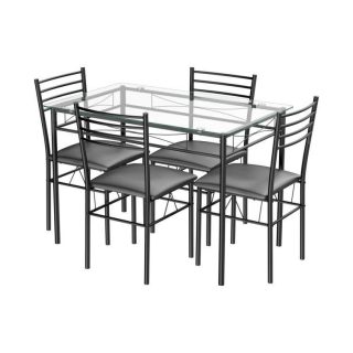 Dining Room Sets | 5 Pieces Dining Set with Tempered Glass Top Table and 4 Upholstered Chairs Dining Room Sets Dining Room Sets