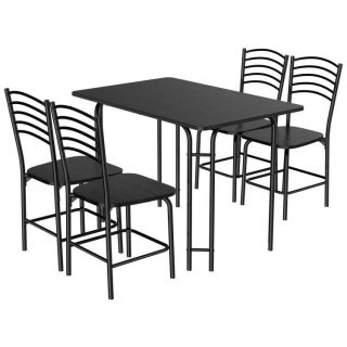 Dining Room Sets | 5 Pieces Wood Rectangular Dining Table Set Black Dining Room Sets Black