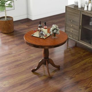 Dining Tables | 32 Inch Wooden Round Pub Pedestal Side Table Walnut Dining Tables Dining Tables