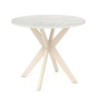 Dining Tables | 36-Inch Mid Century Modern Kitchen Table with Faux Marble Tabletop and Solid Rubber Wood Legs White Dining Tables Dining Tables