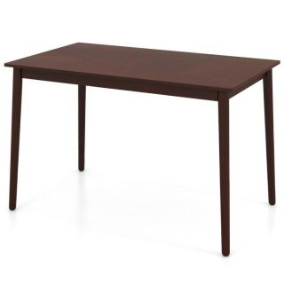 Dining Tables | 48 Inches Mid Century Dining Table for 4 with Rubber Wood Legs Brown Dining Tables Brown