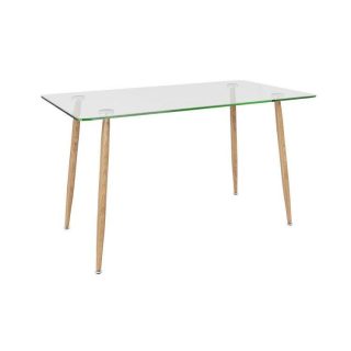 Dining Tables | Modern Glass Rectangular Dining Table with Metal Legs Natural Dining Tables Dining Tables