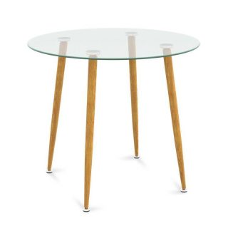 Dining Tables | Round Glass Dining Table Leisure Coffee Table with Metal Legs Natural Dining Tables Dining Tables