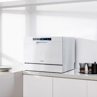 Dishwashers | Compact Countertop Dishwasher with 6 Place Settings and 5 Washing Programs White Kitchen Appliances Dishwashers