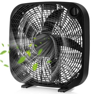 Fans | 20 Inch Box Portable Floor Fan with 3 Speed Settings and Knob Control Black Climate Control Appliances Black