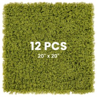 Faux Plants | 12 Pieces 20 x 20 inches Artificial Grass Wall Panels for Garden Yard Balcony Light Green Decorative Accessories Faux Plants