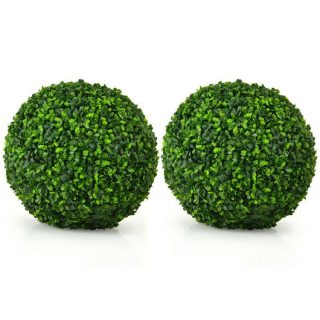 Faux Plants | 2 Pieces Artificial Topiary Balls Faux Boxwood Ball Plants Decorative Accessories Faux Plants