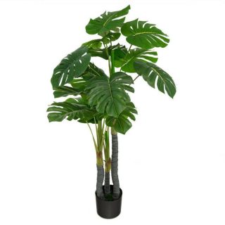 Faux Plants | 4 Feet Artificial Tree Artificial Monstera Palm Tree Fake Plant Green Decorative Accessories Faux Plants