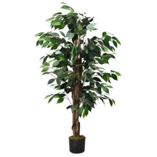 Faux Plants | 4 Feet In/Outdoor Trunks Artificial Ficus Silk Tree Green Decorative Accessories Faux Plants