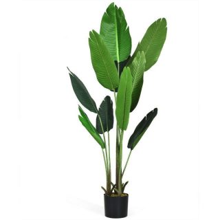 Faux Plants | 5.3 Feet Artificial Decorative Tropical  Indoor-Outdoor Tree Green Decorative Accessories Faux Plants