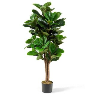 Faux Plants | 5 Feet Artificial Fiddle Leaf Fig Tree Decorative Planter Green Decorative Accessories Faux Plants