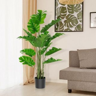 Faux Plants | 5 Feet Artificial Tree Faux Monstera Deliciosa Plant for Home Indoor and Outdoor Green, Black Decorative Accessories Faux Plants