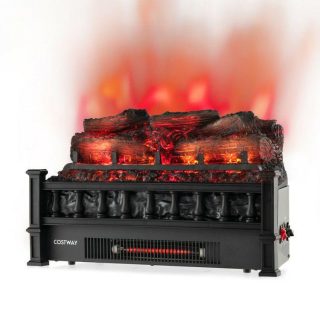 Fireplaces | 20 Inch Electric Fireplace Heater with Realistic Pinewood Ember Bed Black Climate Control Appliances Black