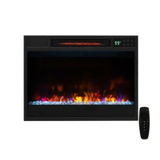 Fireplaces | 23 Inch 1500W Recessed Electric Fireplace Insert with Remote Control Black Climate Control Appliances Black