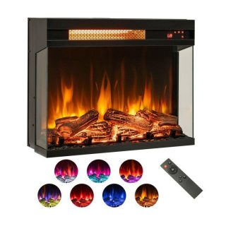 Fireplaces | 23 Inch 3-Sided Electric Fireplace 1500W Recessed Fireplace Insert Black Climate Control Appliances Black