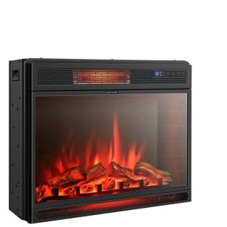 Fireplaces | 28 Inch Electric Freestanding and Recessed Fireplace with Remote Black Climate Control Appliances Black