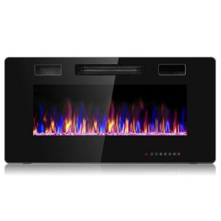 Fireplaces | 36 Inch Ultra Thin Wall Mounted Electric Fireplace Black Climate Control Appliances Black