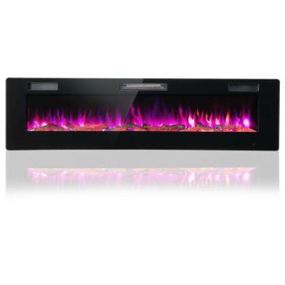 Fireplaces | 60 Inches Ultra-thin Electric Fireplace with Remote Control and Timer Function Climate Control Appliances Climate Control Appliances