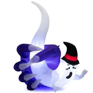 Halloween | 6 Feet Halloween Inflatable Hand Hold the Ghost with Built-in LED and Air Blower Colorful Halloween Colorful