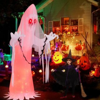 Halloween | 8 Feet Halloween Inflatable Haunting Ghost Bride with Flame LED Light White Halloween Halloween