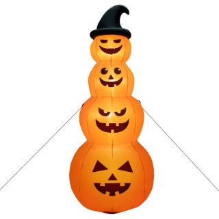 Halloween | 8 Feet Inflatable Halloween Pumpkins Stack with Built-in LED Lights Orange Halloween Halloween