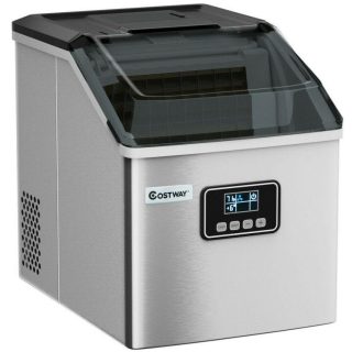 Ice Makers | 48 lbs Stainless Self-Clean Ice Maker with LCD Display Silver Ice Makers Ice Makers