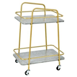 Kitchen Islands & Carts | 2-tier Kitchen Rolling Cart with Steel Frame and Lockable Casters Gray Kitchen & Dining Gray