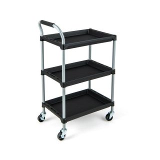 Kitchen Islands & Carts | 3 Layer Tool Cart with PP Shelves Sponged Handle and Swivel Wheel Black Kitchen & Dining Black