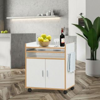 Kitchen Islands & Carts | Kitchen Island on Wheels with Removable Shelf and Towel Rack White Kitchen & Dining Kitchen Islands & Carts