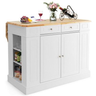 Kitchen Islands & Carts | Kitchen Island with Storage and 3-Level Adjustable Shelves White Kitchen & Dining Kitchen Islands & Carts