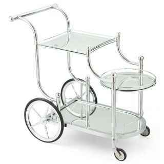 Kitchen Islands & Carts | Kitchen Rolling Bar Cart with Tempered Glass Suitable for Restaurant and Hotel Kitchen & Dining Kitchen Islands & Carts